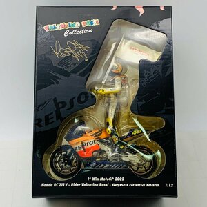 新品未開封 ミニチャンプス MINICHAMPS 1/12 Honda RC211V Rider Valentino Rossi Reposol Honda Team Win MotoGP 2002