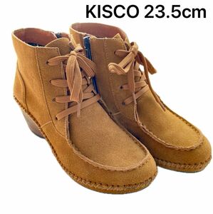 ショートブーツ　天然皮革　キャメル　KISCO キスコ　23.5cm