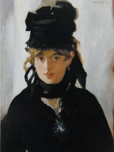 Art hand Auction Édouard Manet, Berthe Morisot avec un bouquet de fleurs, Tiré du livre d'art extrêmement rare, Nouveau cadre inclus, frais de port inclus, l'IAFA, Peinture, Peinture à l'huile, Portraits