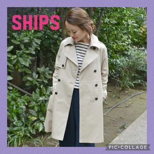 【美品】春 SHIPS Khajuシップス 白 トレンチコート スプリング