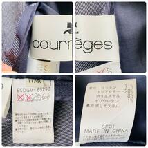 新品同様 courreges クレージュ シルバー金具 ロゴジップ ジップアップ ストレッチ ノーカラー ジャケット スカート セットアップ スーツ_画像10