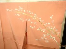 ☆作家物 落款入り 訪問着 長襦袢 袋帯 3点セット 約167cm 金箔草花模様 ガード加工 未着用 正絹☆m143_画像2