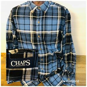 チャップス　CHAPS L チェック柄　ボタンダウンシャツ　ネルシャツ　ブルー