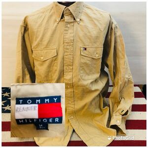 トミーヒルフィガー　TOMMY HILFIGER M コットン　ボタンダウンシャツ　ベージュ