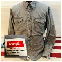 ラングラー　Wrangler M グレーデニム　ストレッチデニム　ウエスタンシャツ_画像1