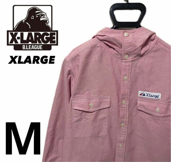 【XLARGE】　エクストララージ　シャツ　長袖　ワークシャツ　フード付き　M