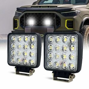 LED ワークライト 12V/24V 兼用 48W 6000K ホワイト 防水 作業灯 デッキライト 投光器 車幅灯 照明 トラック 2個set GZD05の画像1