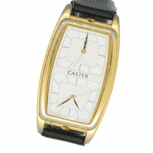 1円 SEIKO ALBA セイコー アルバ CASTER デュアルタイム Ｖ821-5220 QZ 白文字盤 GP スクエア 腕時計 クオーツ ウォッチ 1120420231212