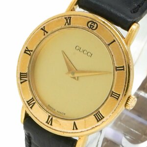 1円 稼働 GUCCI グッチ 3000.2.L QZ クオーツ 金 ゴールド文字盤 GP 腕時計 レディース ラウンド ヴィンテージ ブランド 1224520240116