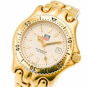 1円 TAG HEUER タグホイヤー WG1330-0 セル プロフェッショナル200M ゴールド QZ デイト 3針 アイボリー文字盤 GP 腕時計 217120240326