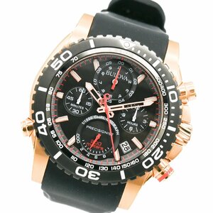 1円 稼働 美品 箱付 BULOVA ブローバ ブレシジョニスト 98B211 QZ クオーツ デイト クロノグラフ ブラック 黒文字盤 SS 腕時計124320240305