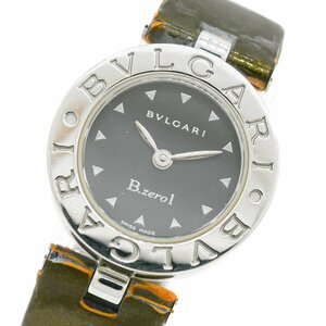 1 иен работа BVLGARI BVLGARY B-zero1 Be Zero One BZ22S QZ кварц черный чёрный циферблат SS кожа наручные часы женский б/у 1239620240123