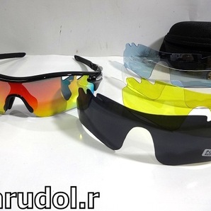 X4C036■本物■ Tarudol.r UV400 偏光レンズ含む新品替えレンズ4枚付き ブラックデザイン スポーツ サングラス メガネ 眼鏡 ケース付きの画像1