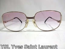 X4C044■本物■ イヴサンローラン YSL Yves Saint Laurent ヴィンテージ ゴールド色 ブルーライトカットレンズ メガネ 眼鏡 メガネフレーム_画像1