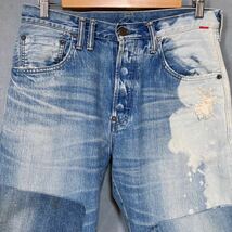 希少 ANACHRONORM Reading アナクロノーム PATCHWORK REMAKE DENIM ブリーチ ダメージ加工 パッチワーク リメイク デニムパンツ size.W32_画像2