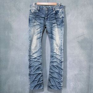 TORNADO MART Tornado Mart whole hige reticulum processing hybrid stretch shoe cut flair Denim pants size.L blue 