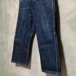 TENDERLOIN テンダーロイン VINTAGE WASH DENIM バックシンチ サスペンダーボタン 加工 デニムパンツ 大きいサイズ size.W38 ヒゲ ハチノスの画像4