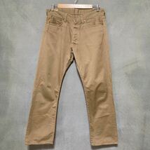 日本製 MOMOTARO JEANS 桃太郎ジーンズ 出陣 0302SP セルヴィッジ チノ ボタンフライ 5P ストレート パンツ size.W32 ベージュ JAPAN BLUE_画像2