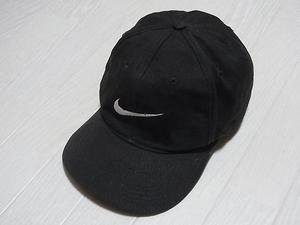 90s　NIKE キャップ 帽子 スウォッシュ ロゴ 刺繍 白タグ ブラック ナイキ　スナップバック　OLD