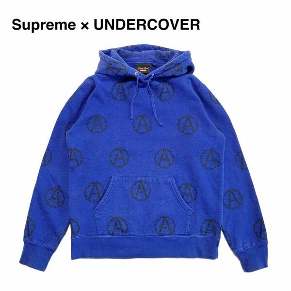 ☆シュプリーム × アンダーカバー コラボ 総柄 ロゴ スウェット パーカー M カナダ製 Supreme UNDERCOVER 別注 フーディー 古着