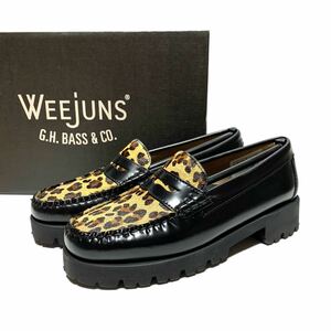 ☆未使用 G.H.BASS ジーエイチバス Weejuns ウィージャン 厚底 レオパード レザー コインローファー シューズ 革靴 スリッポン プレッピー 