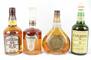 ☆1円スタート【未開栓 古酒 】King of Scots/CHEQUERS 12年/Johnnie Walker/Swing CHIVAS REGAL 12年 ウイスキー 計4点セット☆キ