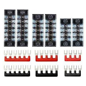 ★A★ 固定端子台 組端子台 600V 15A 2列型 極数4 極数5 極数6 2色絶縁圧着端子セット付属