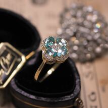 ＊K9ネオンブルーアパタイトリング＊英国アンティーク イギリス ヴィンテージ 指輪 昭和レトロ ring vintage antique gold apatite (検K18_画像2