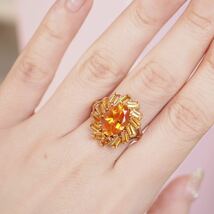 ＊K9ゴールデンシトリンリング＊英国アンティーク イギリス ヴィンテージ 指輪 金 昭和レトロ ring vintage antique gold citrine (検K18_画像10