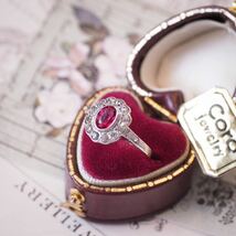 ＊K9シグナルレッドジュエルリング＊英国アンティーク イギリス ヴィンテージ 指輪 金 昭和レトロ ring vintage antique gold ruby (検K18_画像2