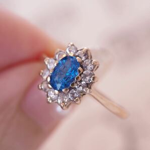 ＊K9コバルトブルースピネルリング＊英国アンティーク イギリス ヴィンテージ 指輪 レトロ ring vintage antique gold blue sapphire 検18 の画像8