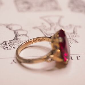 ＊K10アールヌーボールビーリング＊英国ヴィンテージ イギリス アンティーク 指輪 金 昭和レトロ ruby ring vintage antique gold (検K18 の画像9