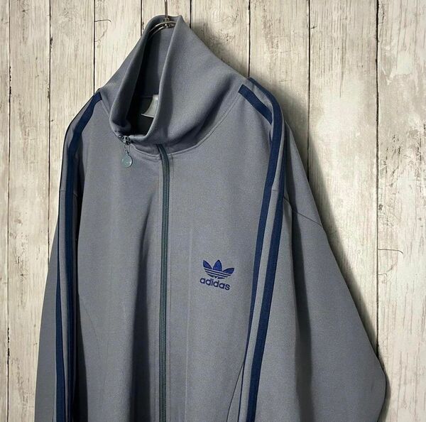 【 希少 入手困難】00s adidas トラックジャケット 3XL グレー 刺繍ロゴ