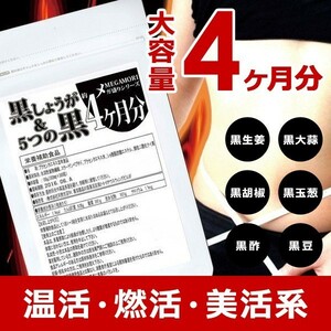 サプリメント 黒生姜 しょうが 黒大蒜 にんにく 黒胡椒 コショウ 黒玉葱 玉ねぎ タマネギ 黒酢 黒豆 黒ウコン ダイエット 美容 国産 安全