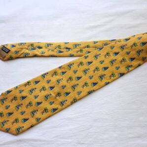 $ 新品同様 $ ● ブランド ネクタイ ● RYKIEL ■ リキエル ■ ヤシの木 サマー アート柄 総柄 ■ 仏製 ■ 山吹色 オレンジ系 ■ 送料無料