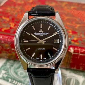 【動作良好】★送料無料★ ジャガールクルト JAEGER LECOULTRE メンズ腕時計 ブラック 自動巻き ヴィンテージ アンティーク