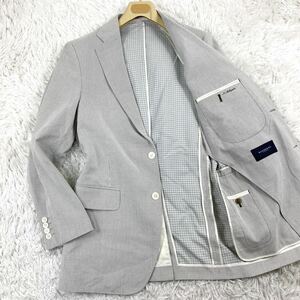 美品/コットンシルク●BURBERRY LONDON バーバリーロンドン テーラードジャケット アウター 絹 チェック柄 メンズ 春夏 2B Lサイズ 背抜き