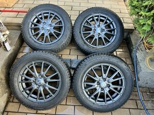 【バリ溝/美品】E12 ノート 15インチ 4本 5.5J +42 PCD100 ４穴 4H 175/65R15 スタッドレス BLIZZAK REVOGZ Weds コンパクトカー アクア用