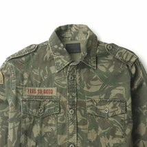 美品 日本製 HYSTERIC GLAMOUR ヒステリックグラマー 0213AH08 スカルカモフラ柄 ミリタリーシャツ 迷彩 M 長袖 メンズ_画像2