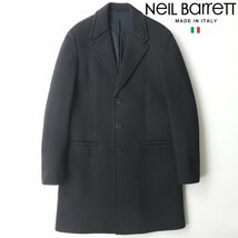 美品 NEIL BARRETT ニールバレット 15ss SLIM FIT ボンディング シングルコート 濃紺 48 JP:L ロング丈【相場価格￥248,600-】_画像1