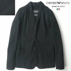 美品 イタリア製 ジョルジオ アルマーニ EMPORIO ARMANI MR A LINE ショールラペル ストレッチジャケット 黒 46 JP:M【参考価格￥69,300-】