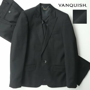 極美品 VANQUISH ヴァンキッシュ 3シーズン スタイリッシュスーツ 黒 ブラック 42 JP:S セットアップ フォーマル【相場価格￥34,100-】