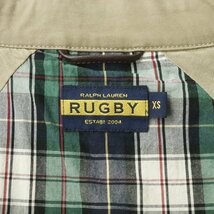 美品 RALPH LAUREN RUGBY ラルフローレン・ラグビー コットンツイル ステンカラーコート ベージュ XS JP:S ロング丈 裏チェック柄_画像5