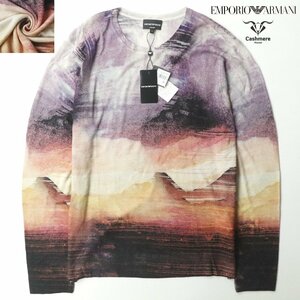 新品タグ付き ジョルジオ・アルマーニ EMPORIO ARMANI 高級カシミヤ100％ スプリングニット セーター L 長袖 メンズ【相場価格￥129,800-】