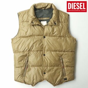 美品 DIESEL ディーゼル ナイロン混 パディングベスト イエローブラウン S メンズ 中綿入り メンズ【相場価格￥36,890-】