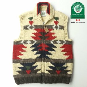 極美品 カナダ製 CANADIAN SWEATER カナディアンセーター 肉厚 ハンドメイド カウチンニット ベスト JP:L-XL 【相場価格￥27,500- 】