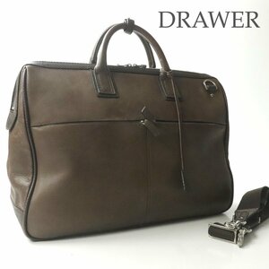  beautiful goods ..DRAWERdo low wa- cow leather Vintage leather 2WAY Boston bag Brown tea business key attaching unisex travel 