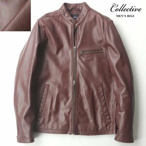 美品 メンズビギ Collective コレクティブ 羊革 シープスキン レザー シングルライダースジャケット 03 JP:L【相場価格￥50,000-】