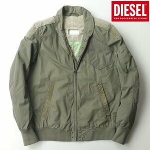 美品 DIESEL ディーゼル コットン スエードレザー切替 ミリタリーブルゾン オリーブ S ジャケット メンズ【相場価格￥37,800-】-