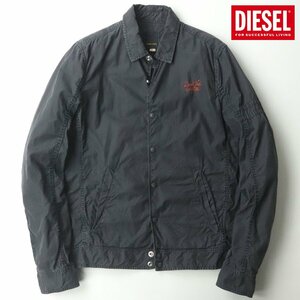 美品 DIESEL ディーゼル 製品洗い 特殊加工 コットン コーチジャケット ブルゾン ネイビー 紺 L ミリタリー タイガープリント-